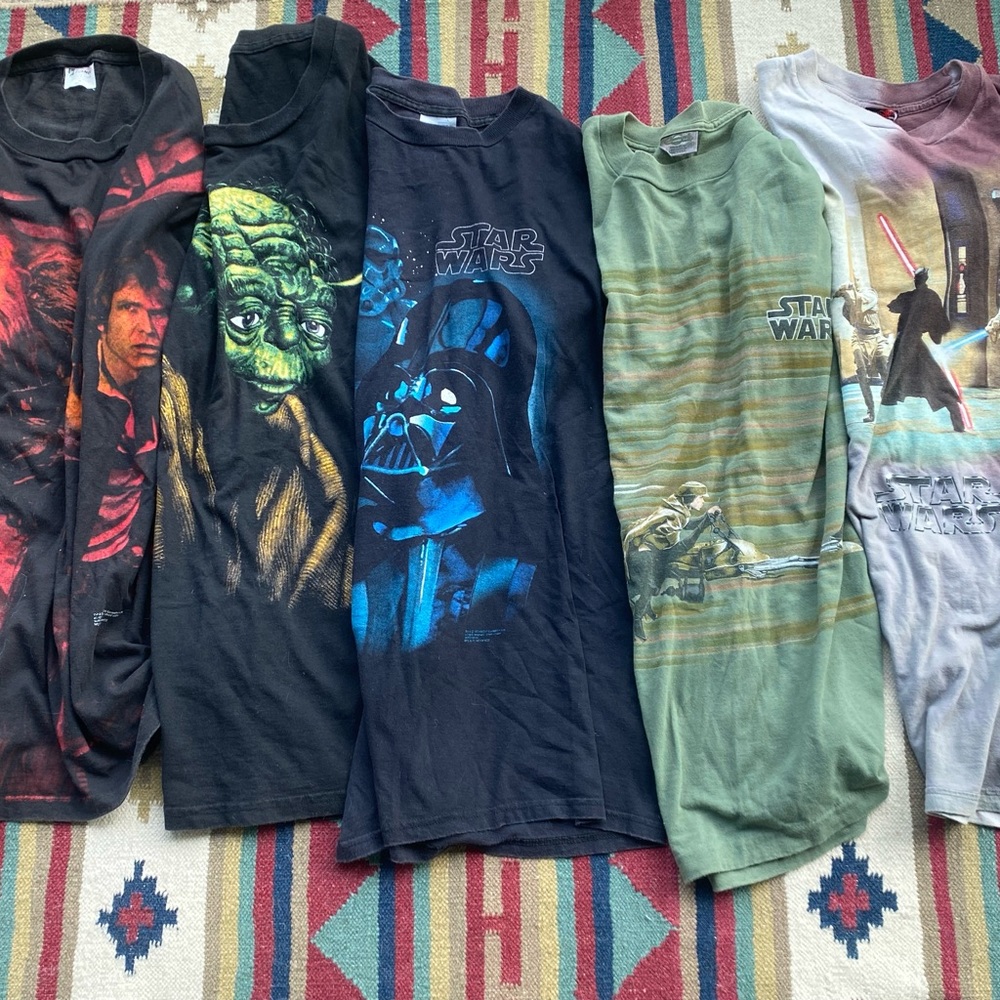 Grail Lot of 5 Vintage Star Wars Lucasfilms Tee Shirts Changes Tultex XL USA